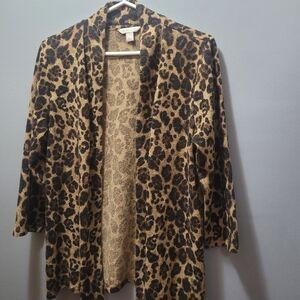 Laura Ashley Leopard Print Open Cardigan L